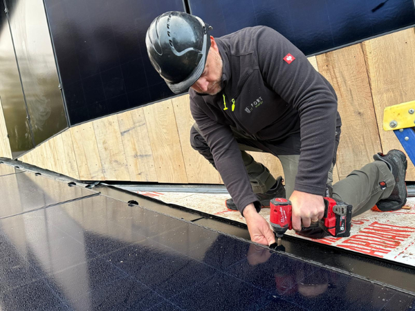 Bespoke architectural BIPV solar installation on feature building